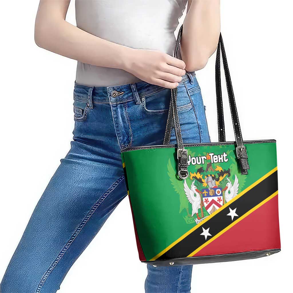 Personalized Saint Kitts And Nevis Leather Tote Bag Country Above Self - Wonder Print Shop