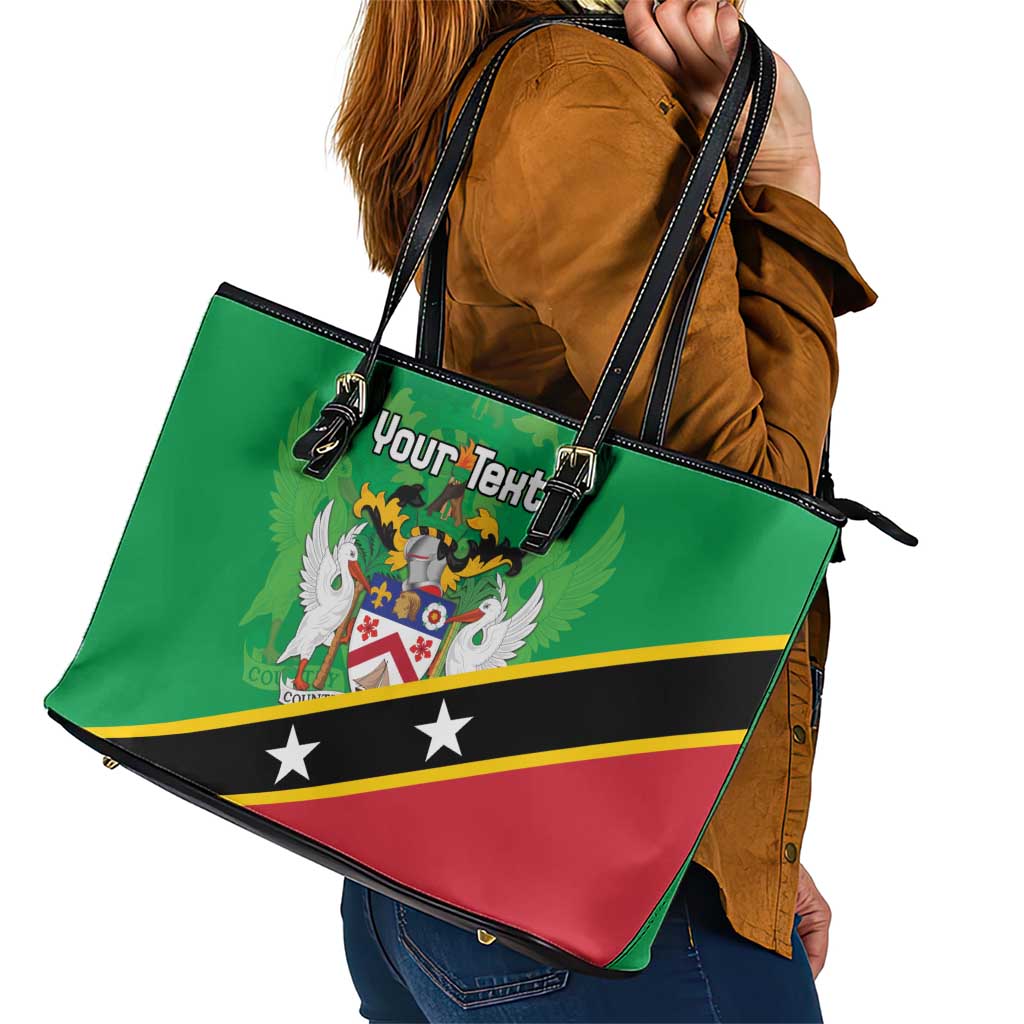 Personalized Saint Kitts And Nevis Leather Tote Bag Country Above Self - Wonder Print Shop