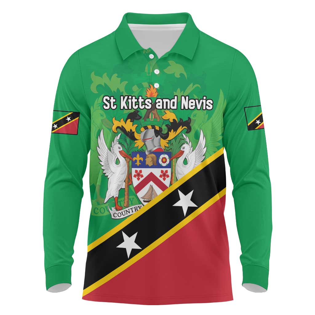 Personalized Saint Kitts And Nevis Long Sleeve Polo Shirt Country Above Self - Wonder Print Shop