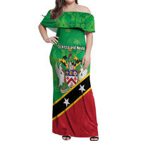 Personalized Saint Kitts And Nevis Off Shoulder Maxi Dress Country Above Self - Wonder Print Shop