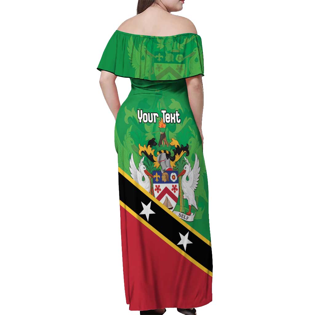 Personalized Saint Kitts And Nevis Off Shoulder Maxi Dress Country Above Self - Wonder Print Shop