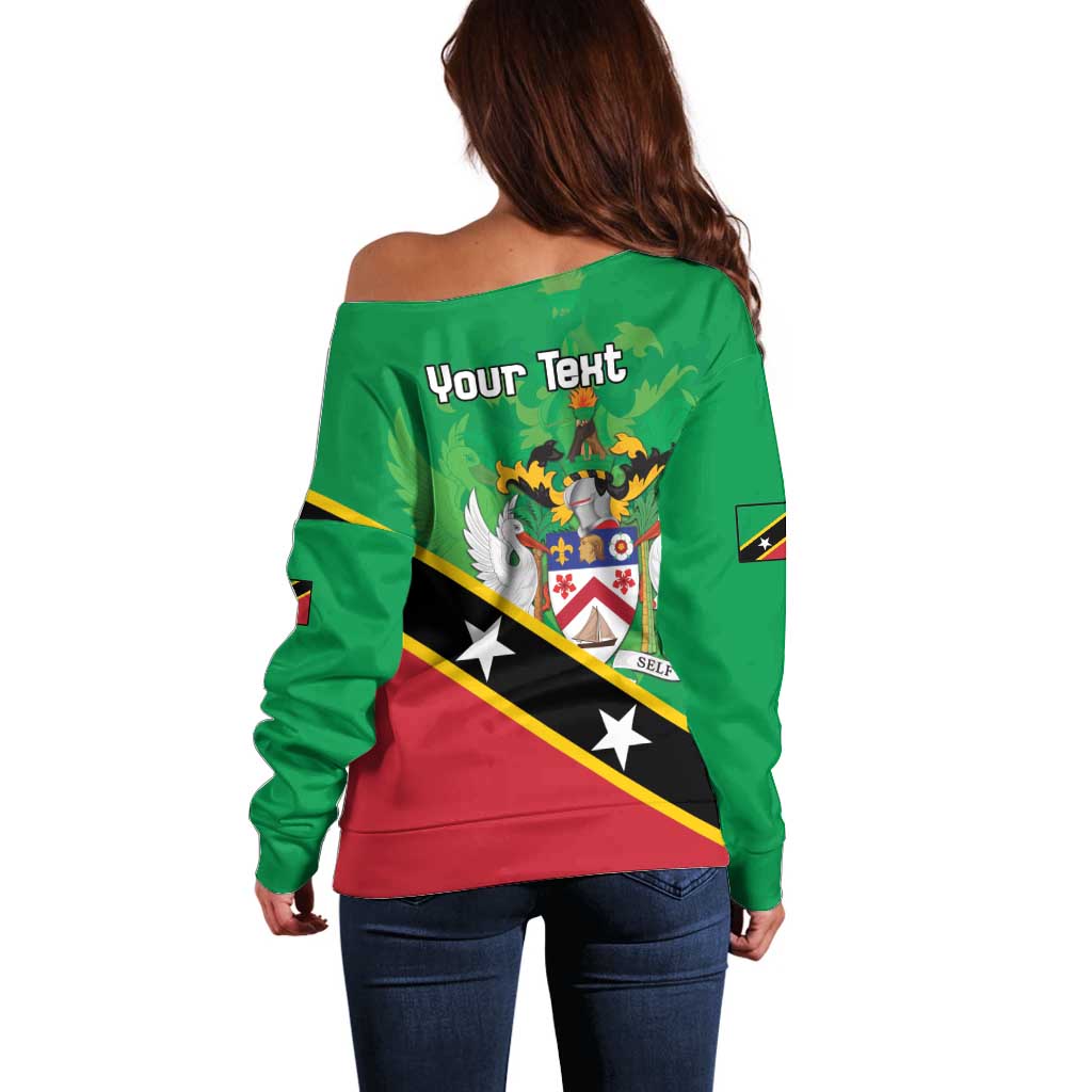 Personalized Saint Kitts And Nevis Off Shoulder Sweater Country Above Self - Wonder Print Shop