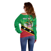 Personalized Saint Kitts And Nevis Off Shoulder Sweater Country Above Self - Wonder Print Shop