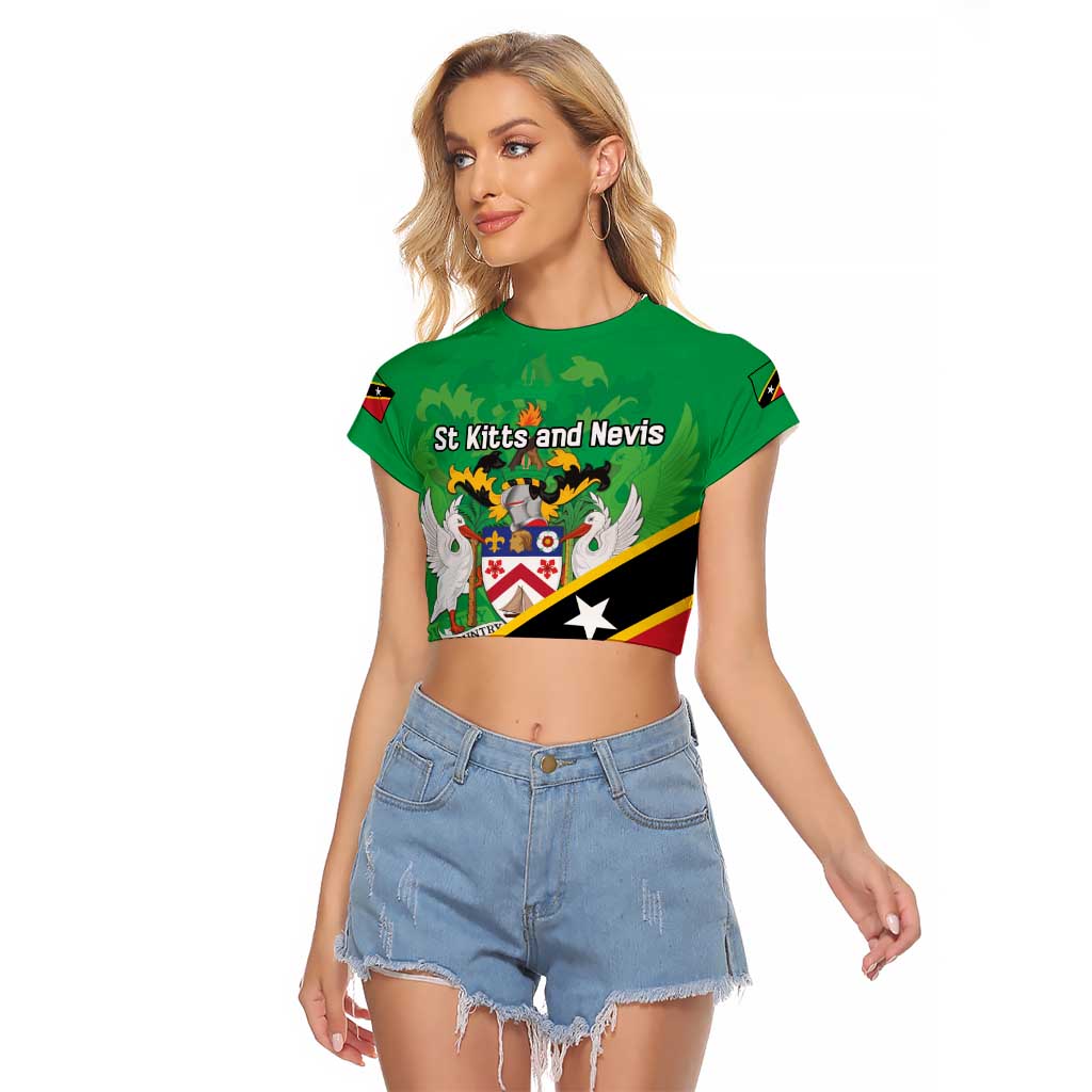 Personalized Saint Kitts And Nevis Raglan Cropped T Shirt Country Above Self - Wonder Print Shop