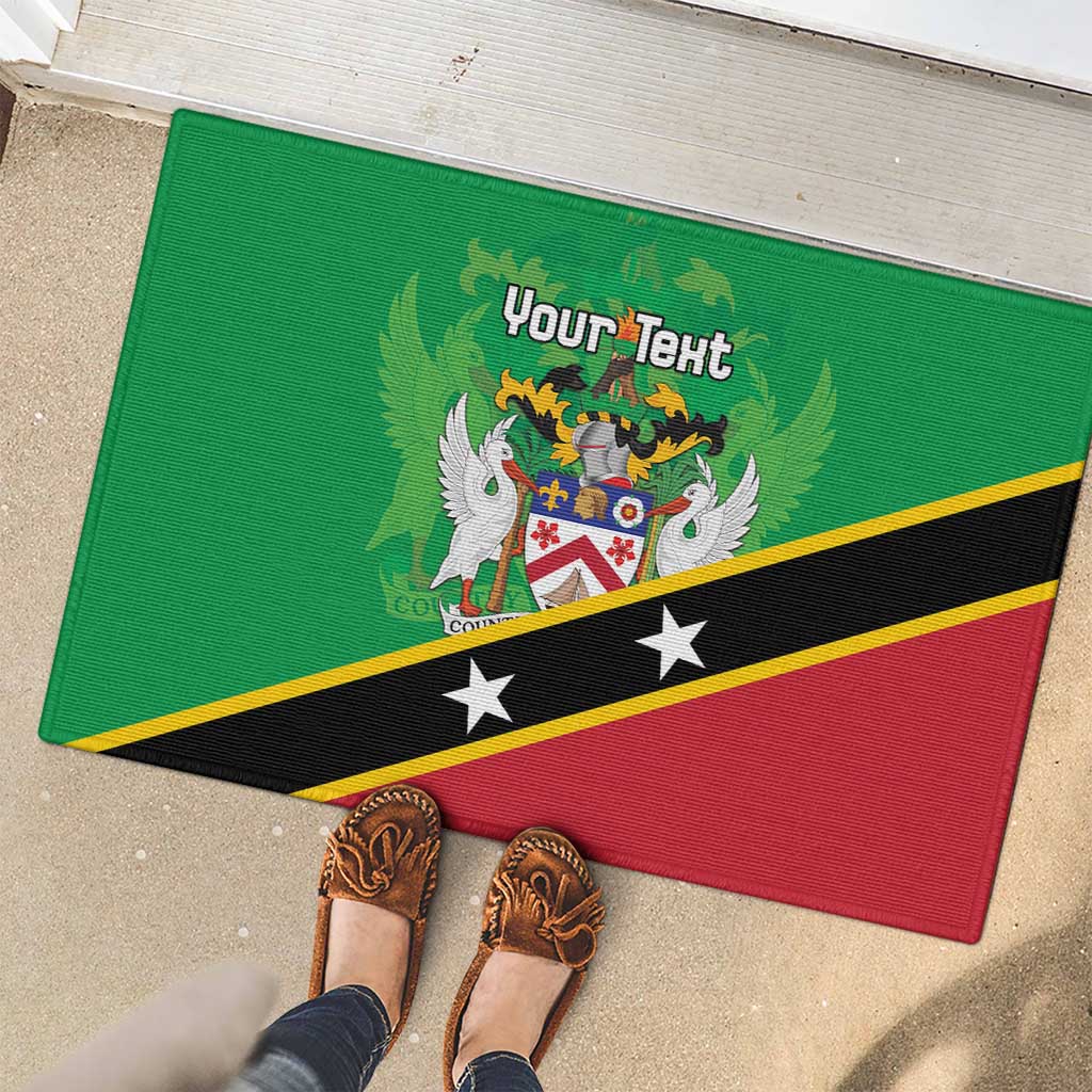 Personalized Saint Kitts And Nevis Rubber Doormat Country Above Self - Wonder Print Shop