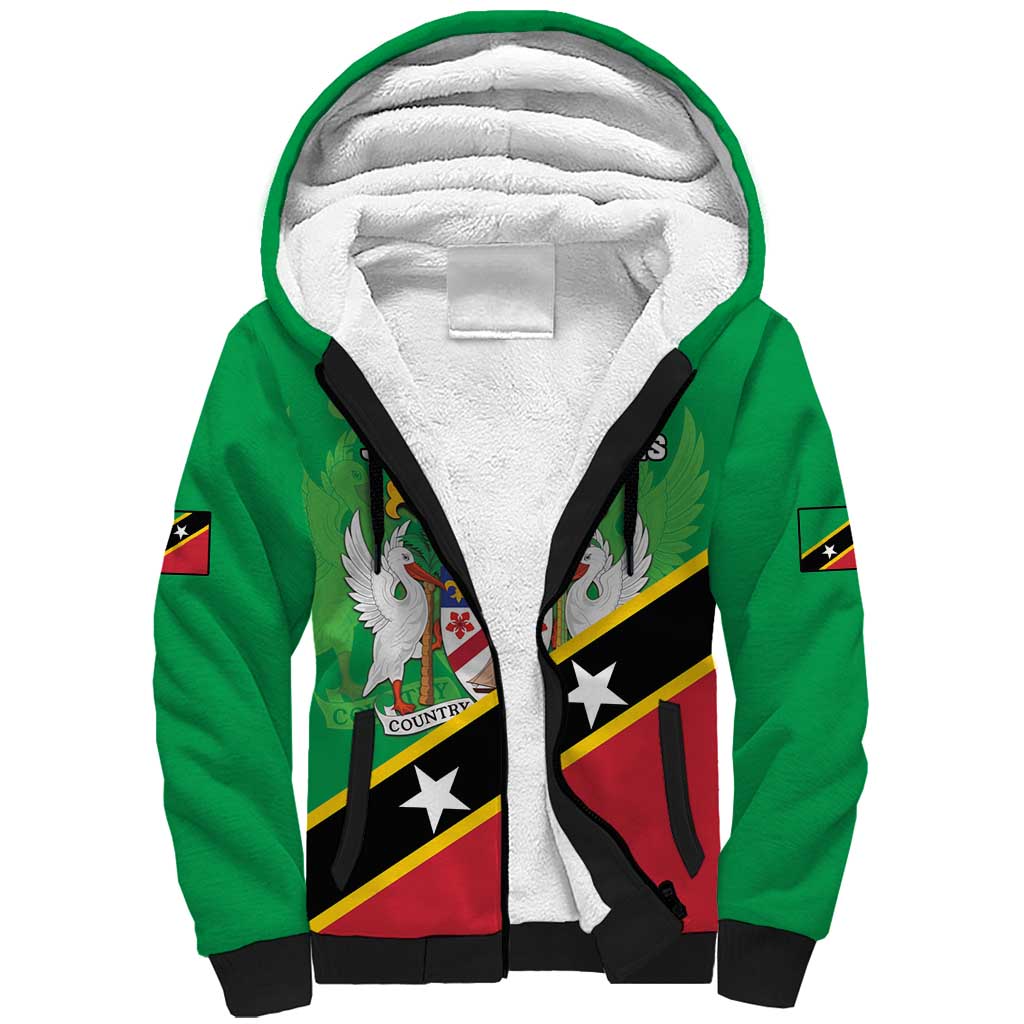 Personalized Saint Kitts And Nevis Sherpa Hoodie Country Above Self - Wonder Print Shop