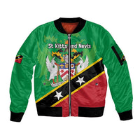 Personalized Saint Kitts And Nevis Sleeve Zip Bomber Jacket Country Above Self - Wonder Print Shop