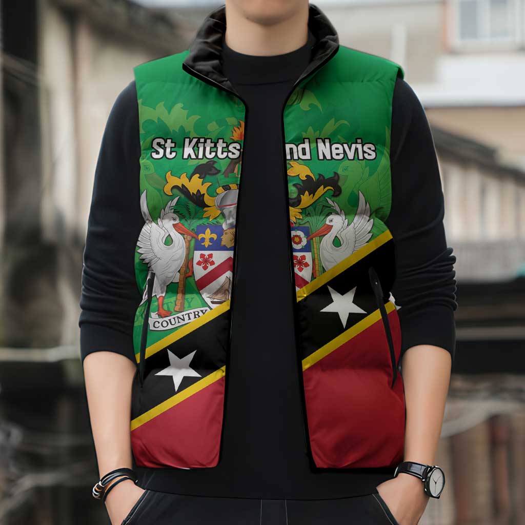 Personalized Saint Kitts And Nevis Sleeveless Puffer Jacket Country Above Self - Wonder Print Shop