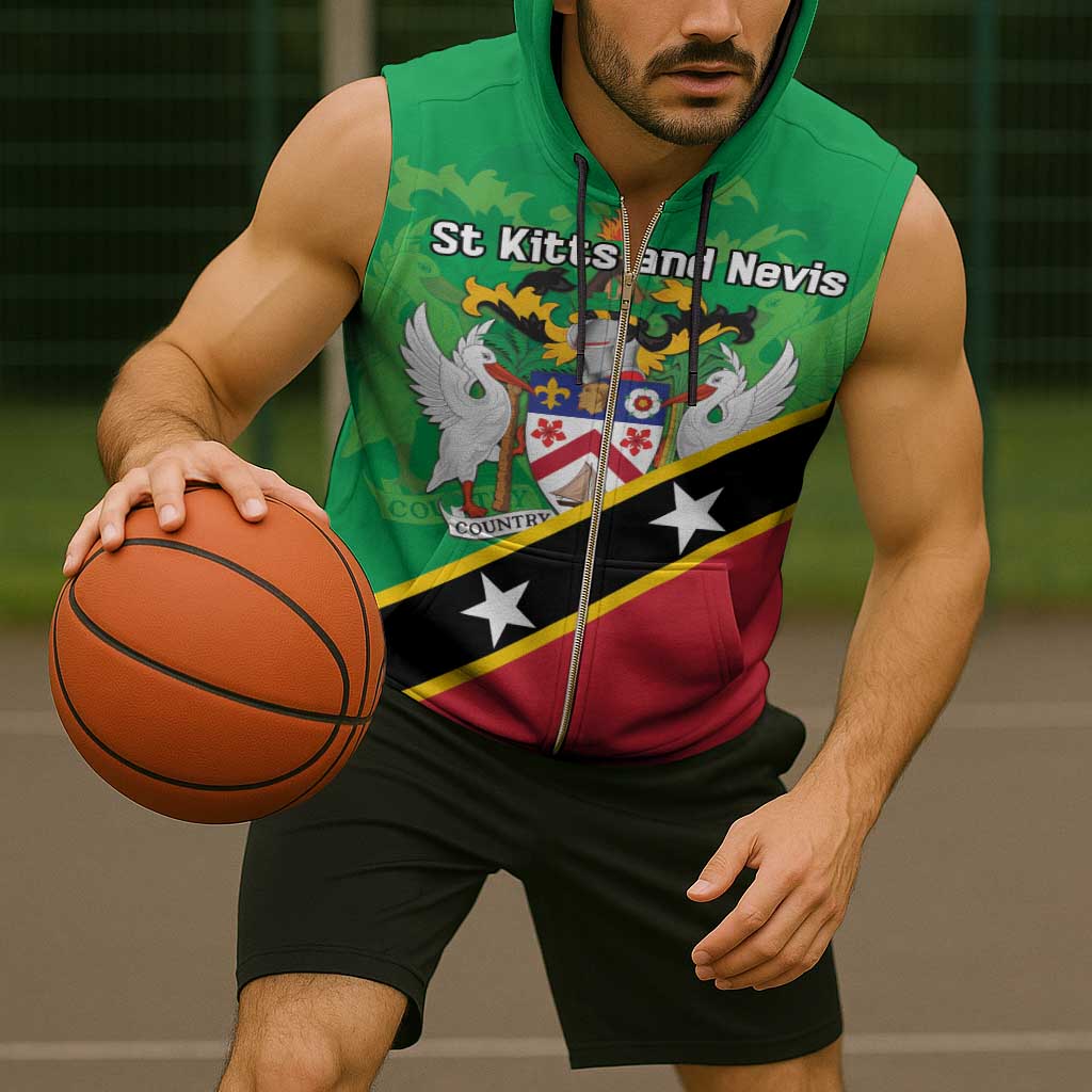 Personalized Saint Kitts And Nevis Sleeveless Zip Hoodie Country Above Self - Wonder Print Shop