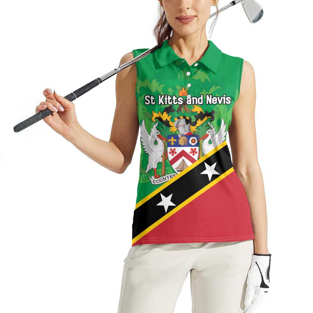 Personalized Saint Kitts And Nevis Women Sleeveless Polo Shirt Country Above Self - Wonder Print Shop
