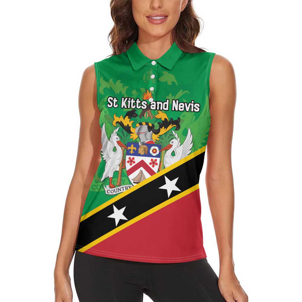 Personalized Saint Kitts And Nevis Women Sleeveless Polo Shirt Country Above Self - Wonder Print Shop