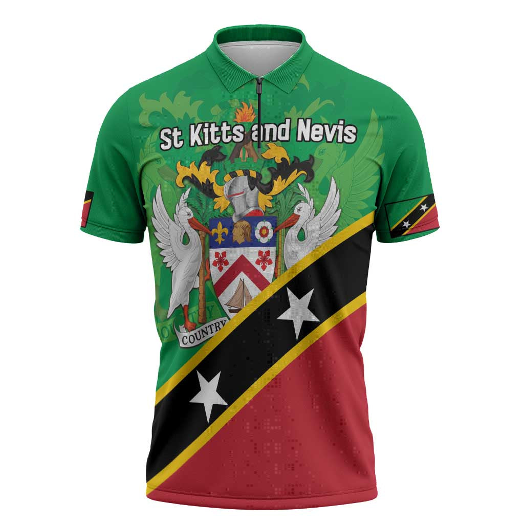 Personalized Saint Kitts And Nevis Zipper Polo Shirt Country Above Self - Wonder Print Shop