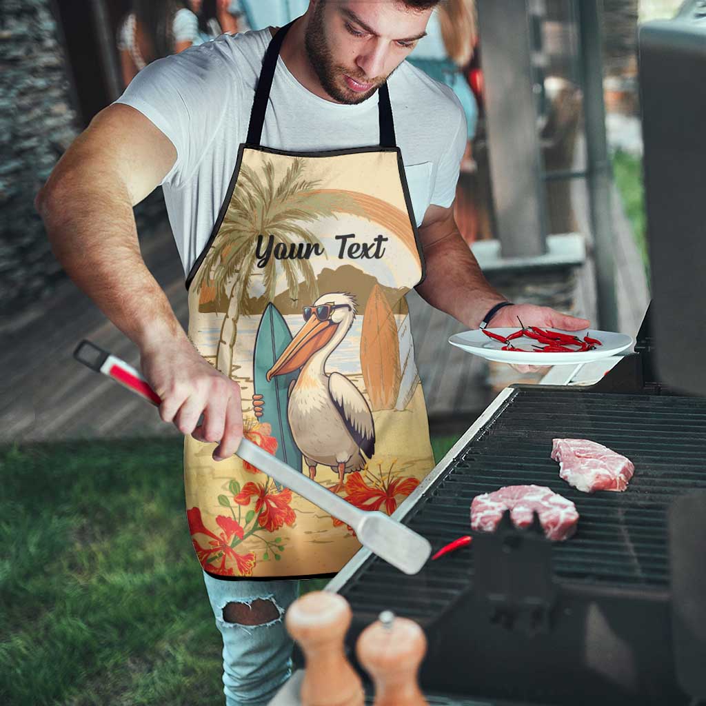 Personalized Saint Kitts And Nevis Apron Brown Pelican Beach Vibe - Wonder Print Shop