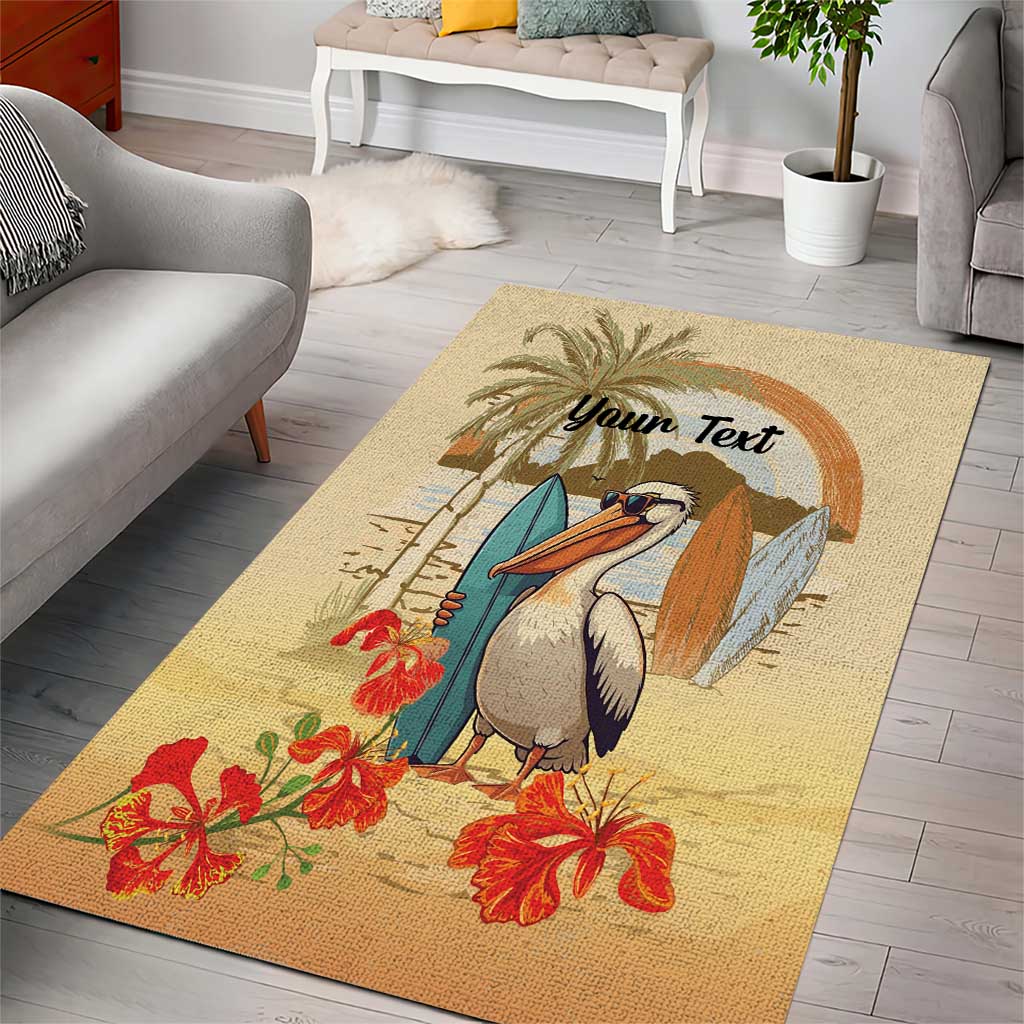 Personalized Saint Kitts And Nevis Area Rug Brown Pelican Beach Vibe - Wonder Print Shop