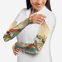 Personalized Saint Kitts And Nevis Arm Sleeves Brown Pelican Beach Vibe - Wonder Print Shop