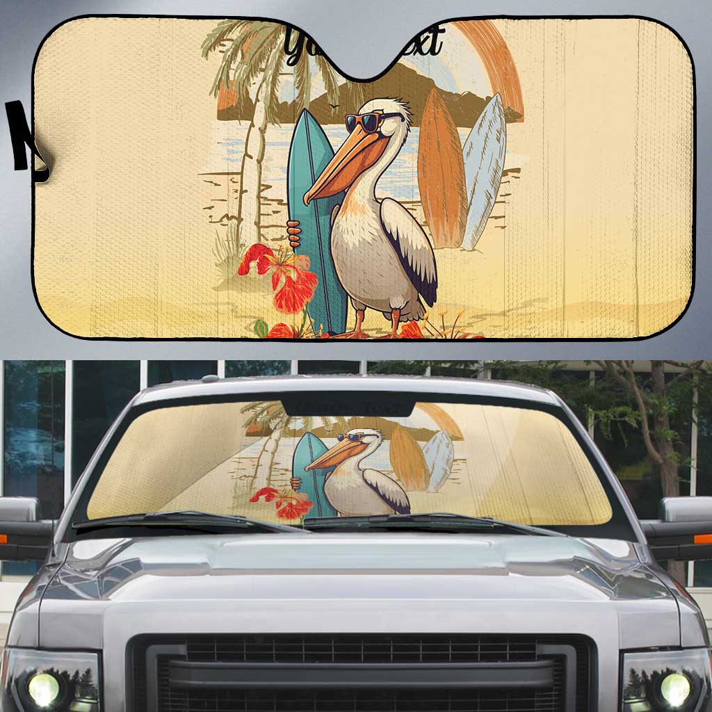 Personalized Saint Kitts And Nevis Auto Sun Shade Brown Pelican Beach Vibe - Wonder Print Shop