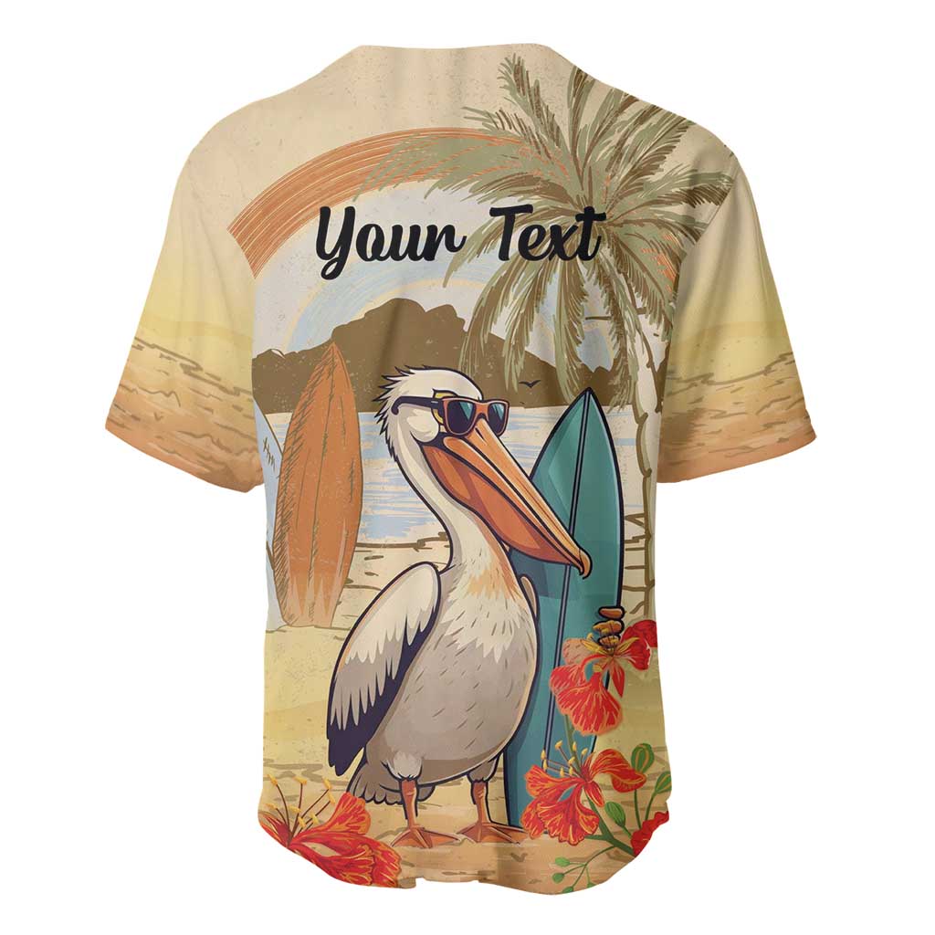 Personalized Saint Kitts And Nevis Baseball Jersey Brown Pelican Beach Vibe - Wonder Print Shop