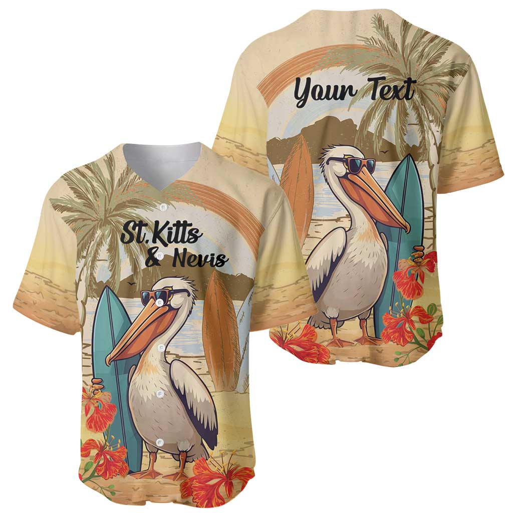 Personalized Saint Kitts And Nevis Baseball Jersey Brown Pelican Beach Vibe - Wonder Print Shop