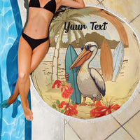 Personalized Saint Kitts And Nevis Beach Blanket Brown Pelican Beach Vibe - Wonder Print Shop