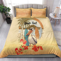 Personalized Saint Kitts And Nevis Bedding Set Brown Pelican Beach Vibe - Wonder Print Shop