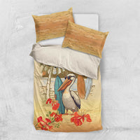 Personalized Saint Kitts And Nevis Bedding Set Brown Pelican Beach Vibe - Wonder Print Shop