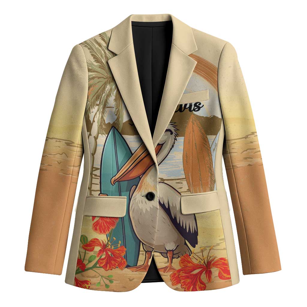 Personalized Saint Kitts And Nevis Blazer Brown Pelican Beach Vibe - Wonder Print Shop