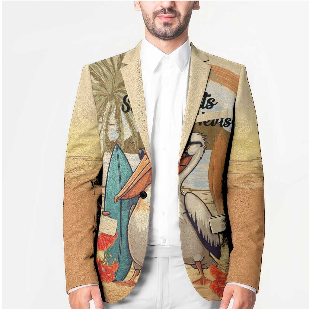 Personalized Saint Kitts And Nevis Blazer Brown Pelican Beach Vibe - Wonder Print Shop