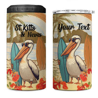 Personalized Saint Kitts And Nevis 4 in 1 Can Cooler Tumbler Brown Pelican Beach Vibe - Wonder Print Shop