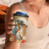 Personalized Saint Kitts And Nevis 4 in 1 Can Cooler Tumbler Brown Pelican Beach Vibe - Wonder Print Shop