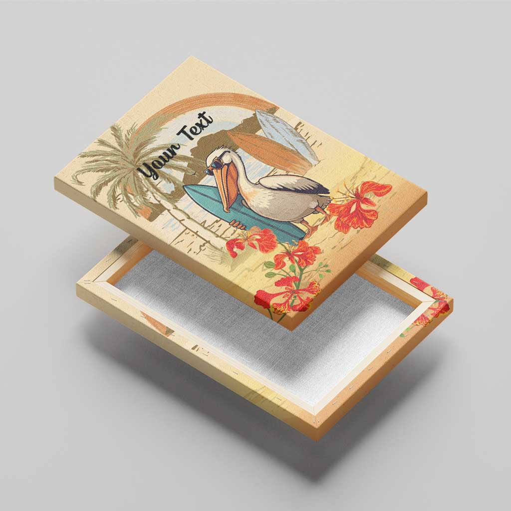 Personalized Saint Kitts And Nevis Canvas Wall Art Brown Pelican Beach Vibe - Wonder Print Shop