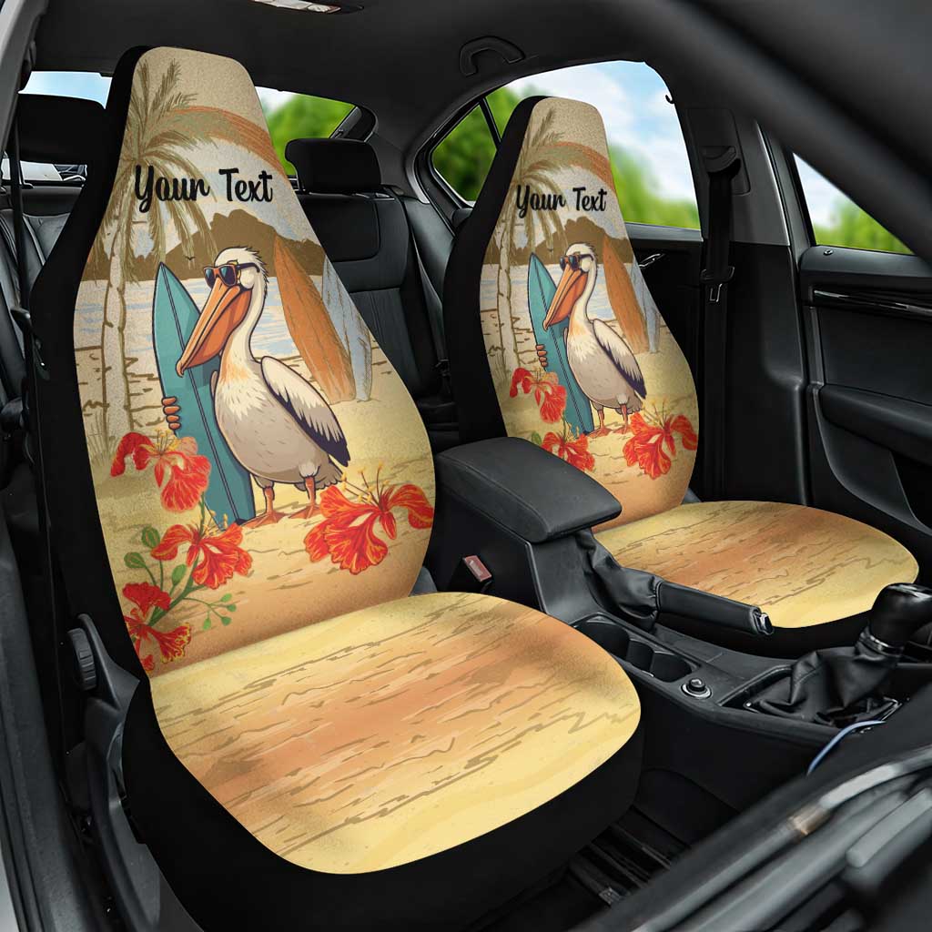 Personalized Saint Kitts And Nevis Car Seat Cover Brown Pelican Beach Vibe - Wonder Print Shop