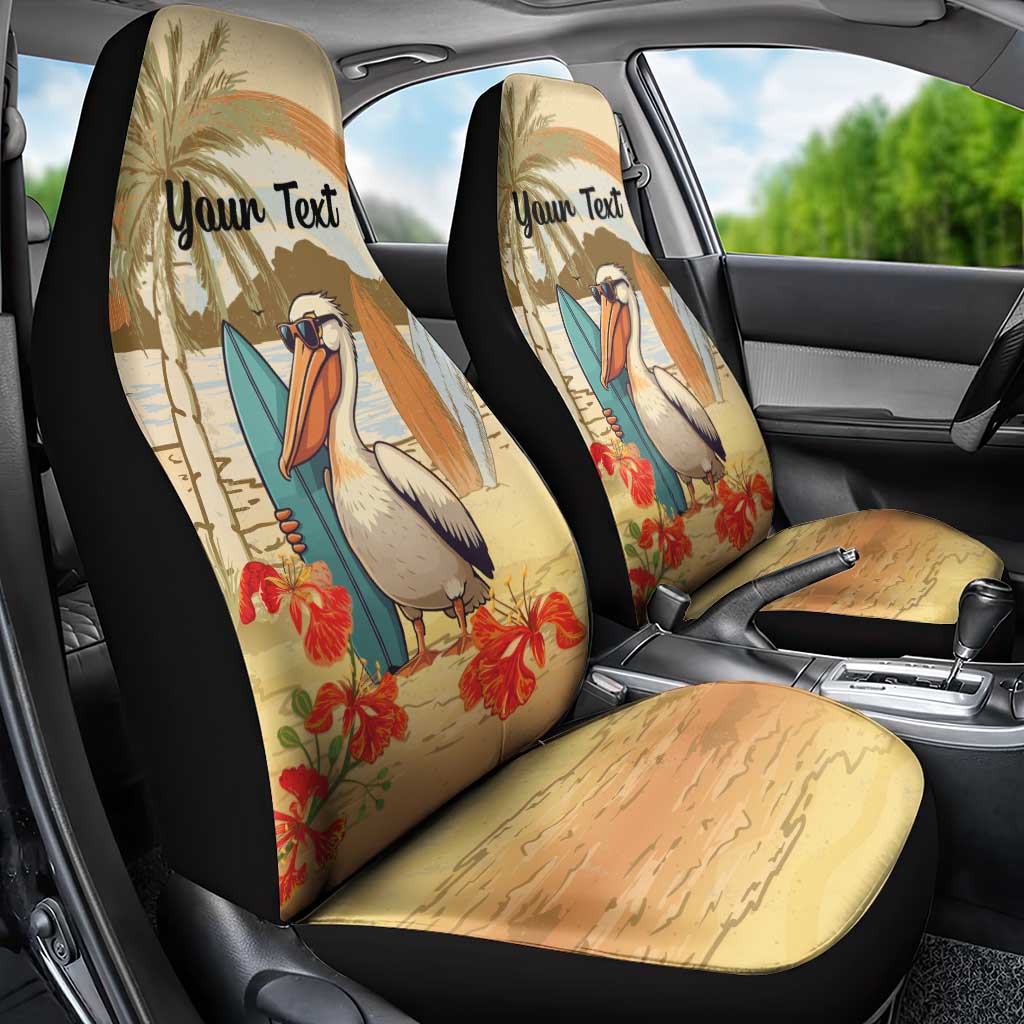 Personalized Saint Kitts And Nevis Car Seat Cover Brown Pelican Beach Vibe - Wonder Print Shop