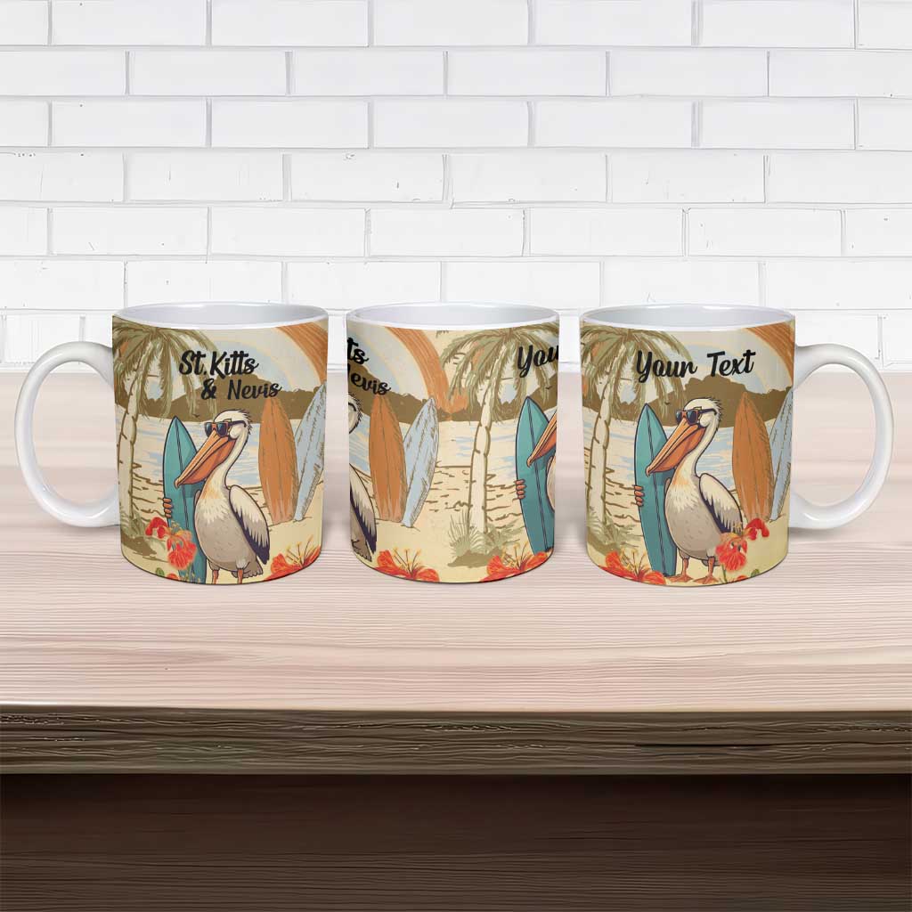 Personalized Saint Kitts And Nevis Ceramic Mug Brown Pelican Beach Vibe - Wonder Print Shop