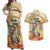 Personalized Saint Kitts And Nevis Couples Matching Off Shoulder Maxi Dress and Hawaiian Shirt Brown Pelican Beach Vibe - Wonder Print Shop