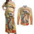 Personalized Saint Kitts And Nevis Couples Matching Off Shoulder Maxi Dress and Long Sleeve Button Shirt Brown Pelican Beach Vibe - Wonder Print Shop