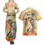 Personalized Saint Kitts And Nevis Couples Matching Summer Maxi Dress and Hawaiian Shirt Brown Pelican Beach Vibe - Wonder Print Shop