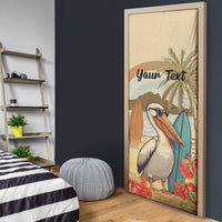 Personalized Saint Kitts And Nevis Door Cover Brown Pelican Beach Vibe - Wonder Print Shop