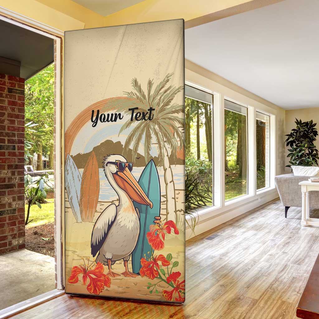 Personalized Saint Kitts And Nevis Door Cover Brown Pelican Beach Vibe - Wonder Print Shop