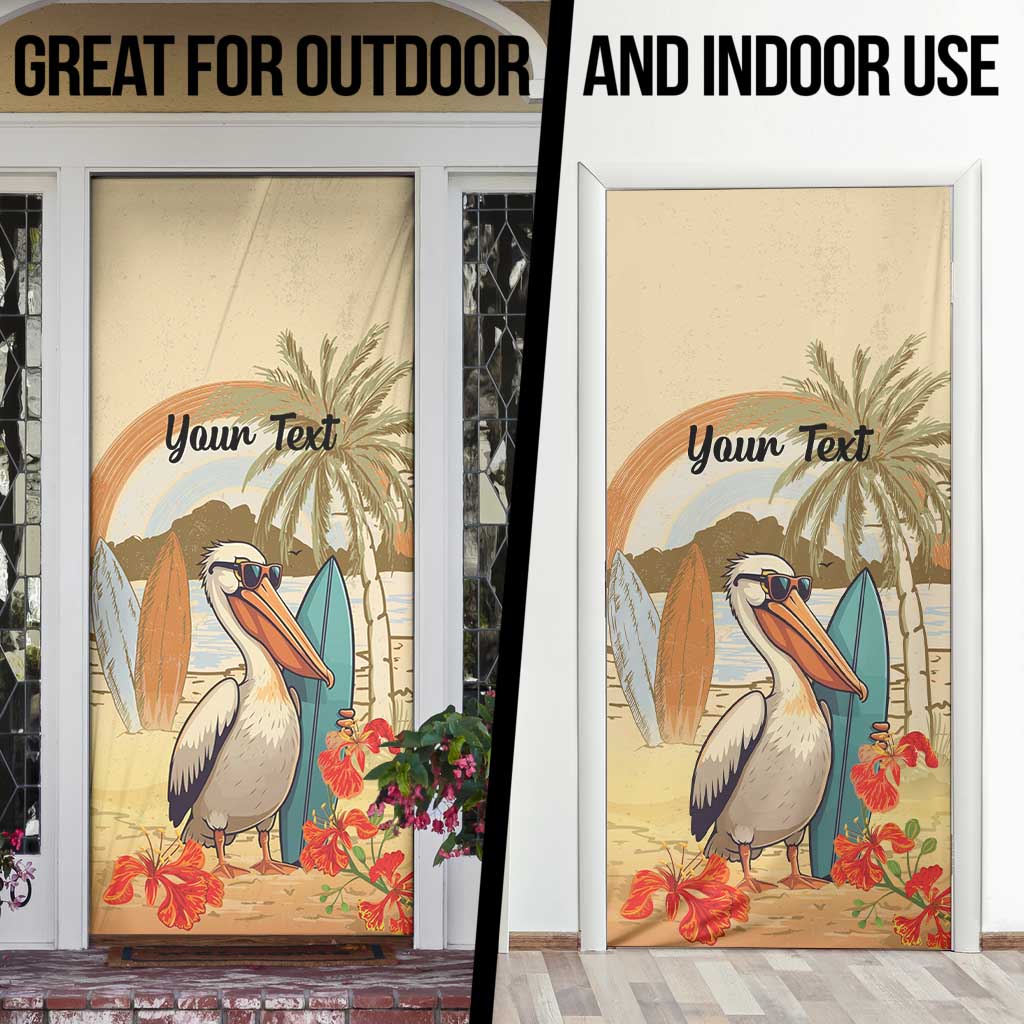Personalized Saint Kitts And Nevis Door Cover Brown Pelican Beach Vibe - Wonder Print Shop