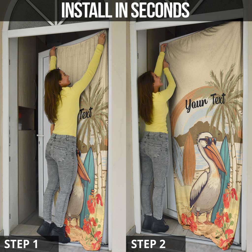 Personalized Saint Kitts And Nevis Door Cover Brown Pelican Beach Vibe - Wonder Print Shop