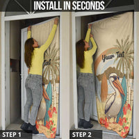 Personalized Saint Kitts And Nevis Door Cover Brown Pelican Beach Vibe - Wonder Print Shop
