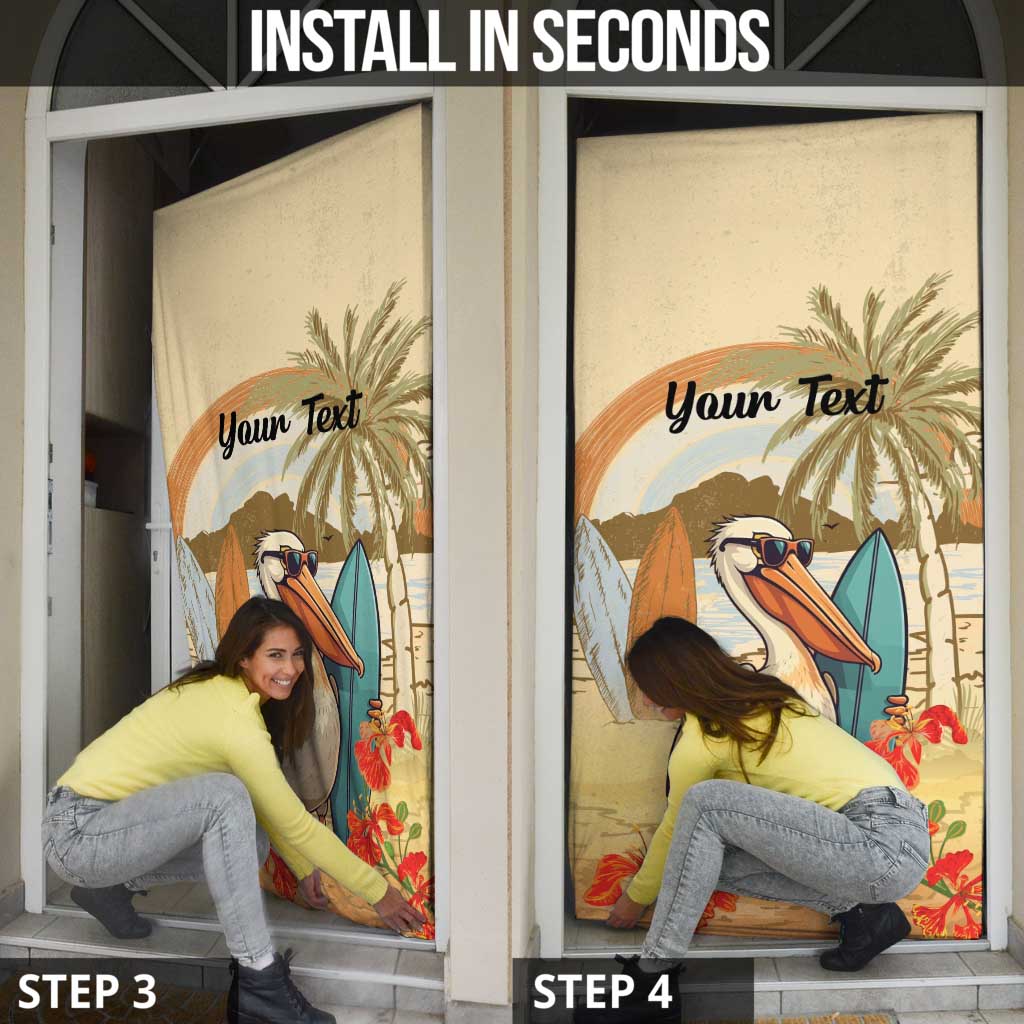 Personalized Saint Kitts And Nevis Door Cover Brown Pelican Beach Vibe - Wonder Print Shop