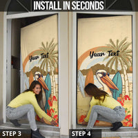 Personalized Saint Kitts And Nevis Door Cover Brown Pelican Beach Vibe - Wonder Print Shop