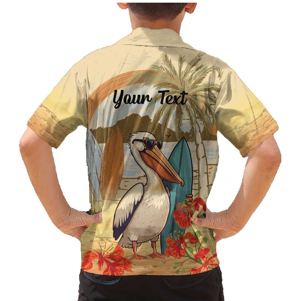 Personalized Saint Kitts And Nevis Family Matching Mermaid Dress and Hawaiian Shirt Brown Pelican Beach Vibe - Wonder Print Shop