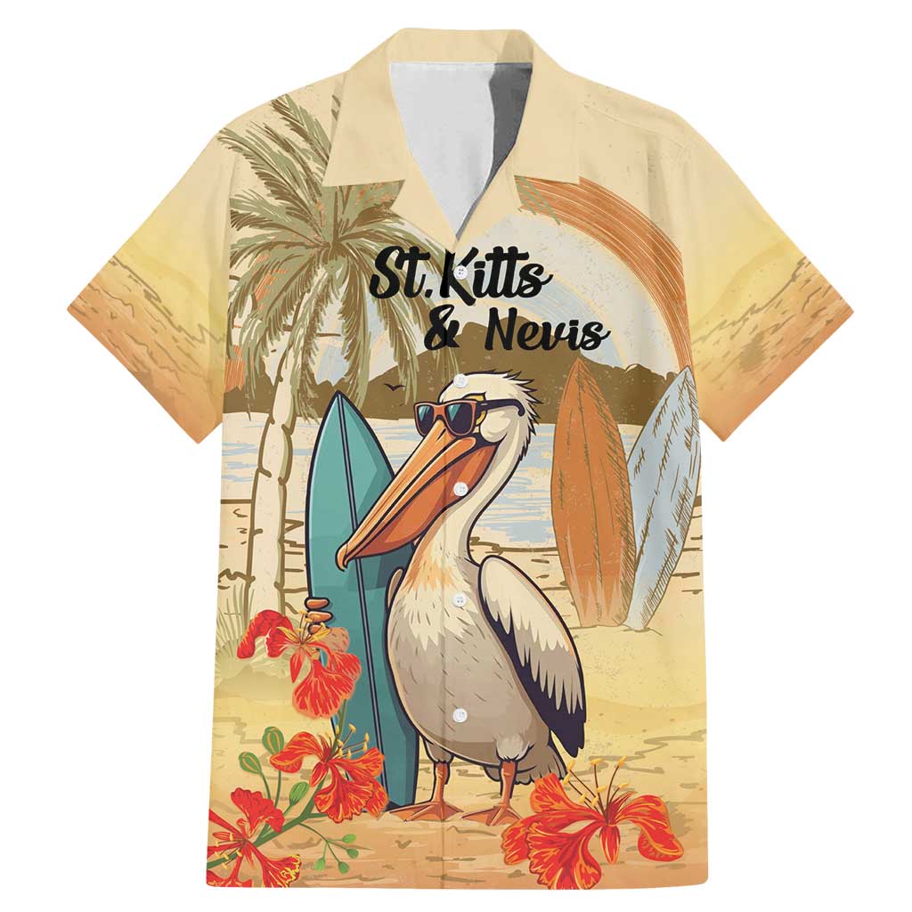 Personalized Saint Kitts And Nevis Family Matching Mermaid Dress and Hawaiian Shirt Brown Pelican Beach Vibe - Wonder Print Shop
