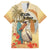 Personalized Saint Kitts And Nevis Family Matching Off The Shoulder Long Sleeve Dress and Hawaiian Shirt Brown Pelican Beach Vibe - Wonder Print Shop