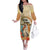 Personalized Saint Kitts And Nevis Family Matching Off The Shoulder Long Sleeve Dress and Hawaiian Shirt Brown Pelican Beach Vibe - Wonder Print Shop