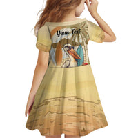 Personalized Saint Kitts And Nevis Family Matching Off Shoulder Short Dress and Hawaiian Shirt Brown Pelican Beach Vibe - Wonder Print Shop