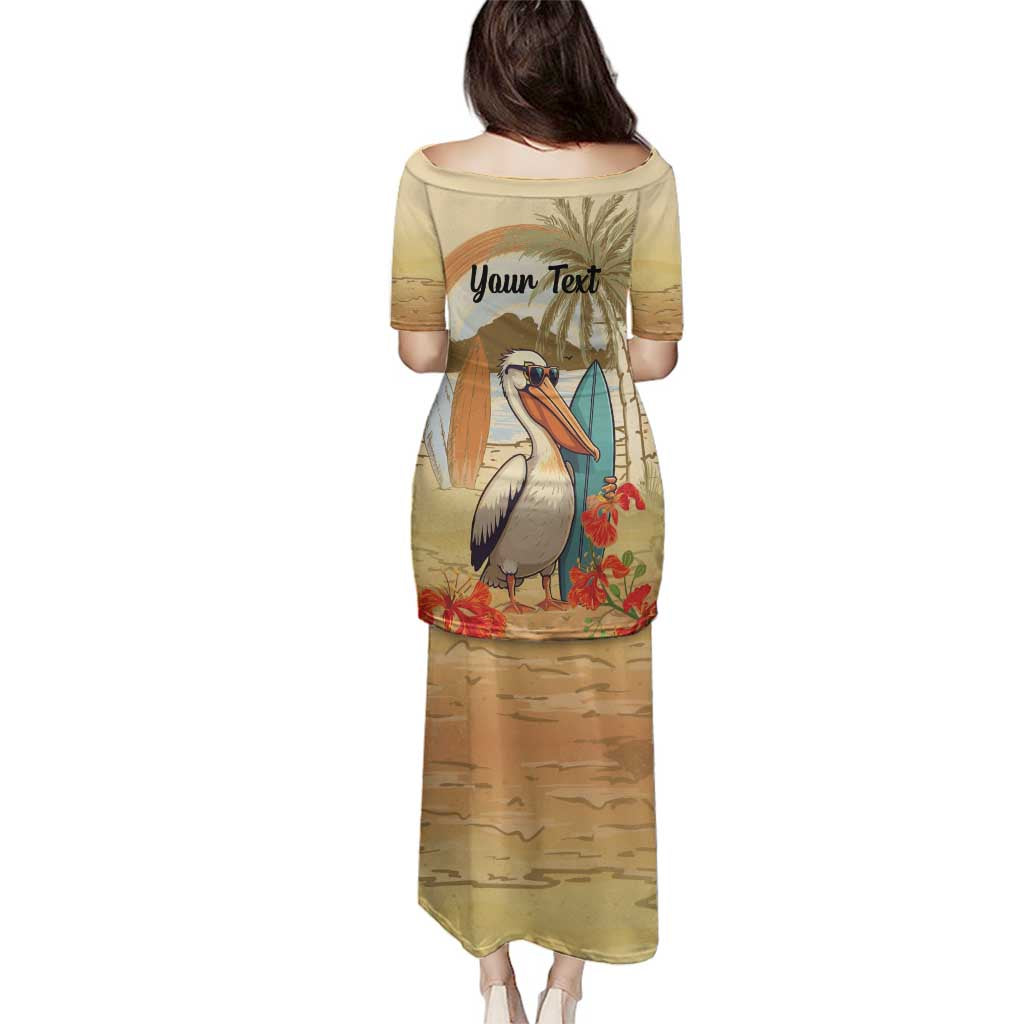 Personalized Saint Kitts And Nevis Family Matching Puletasi and Hawaiian Shirt Brown Pelican Beach Vibe - Wonder Print Shop