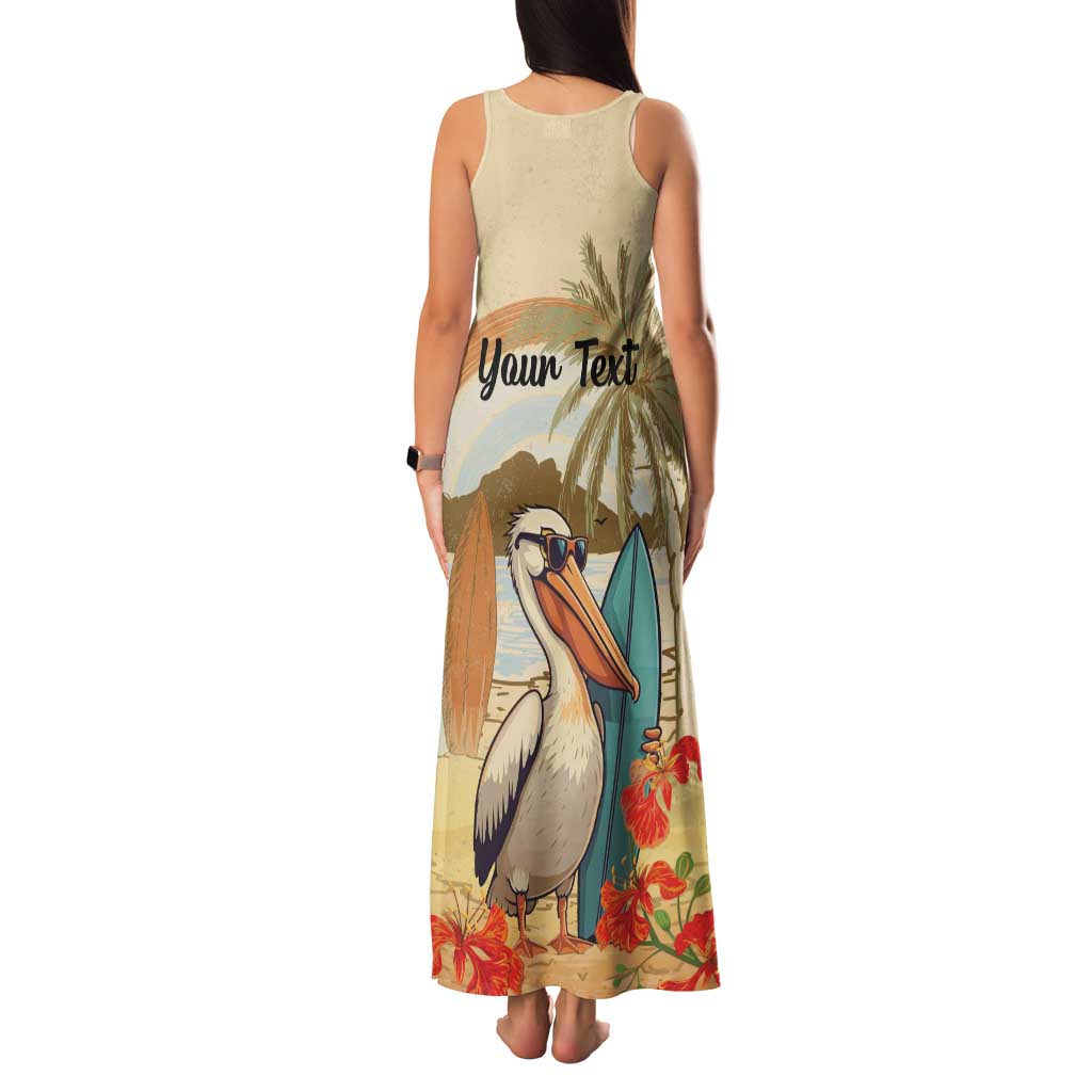 Personalized Saint Kitts And Nevis Family Matching Tank Maxi Dress and Hawaiian Shirt Brown Pelican Beach Vibe - Wonder Print Shop